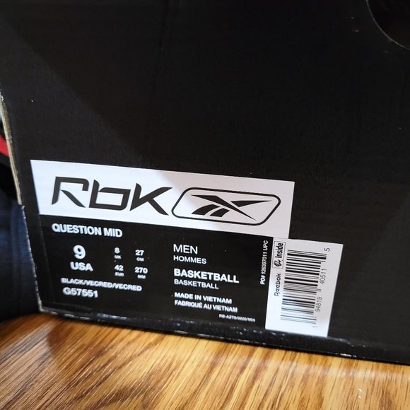 Reebok Question Mid Red Black Street Sleigh G57551 Iverson BRED Christmas Holida - Picture 11 of 13